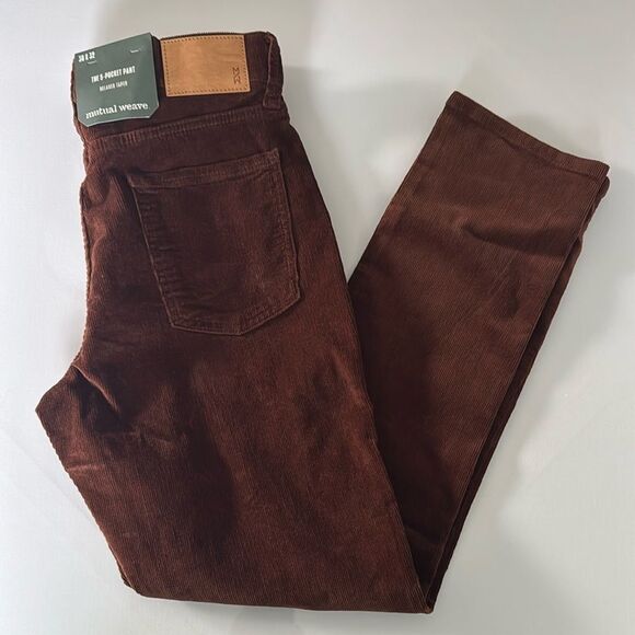 Corduroy Pants Mens 30 32 Brown Relaxed Taper Mutual Weave - Picture 1 of 4